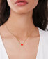 ფოტო #2 პროდუქტის Diamond Red Enamel Heart "Loved" 18" Pendant Necklace (1/8 ct. t.w.) in 14k Gold-Plated Sterling Silver