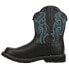 Roper Chunk Rider Embroidery Round Toe Cowboy Womens Black Casual Boots 09-021-