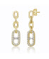 Classic 14k Yellow Gold Plated with Cubic Zirconia Triple Chain Mariner Anchor Link Drop Earrings