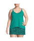 ფოტო #1 პროდუქტის Plus Size Long Torso Chlorine Resistant Tulip Hem Tankini Swimsuit Top