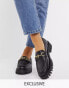Фото #2 товара ASRA Exclusive Freya chunky loafers in black leather with gold trim
