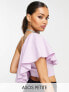 Фото #1 товара ASOS DESIGN Petite scuba one shoulder frill crop top in lilac