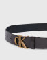 Calvin Klein Jeans Leather Logo Belt in Bitter Brown