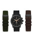 ფოტო #1 პროდუქტის Men's Olive, Black, Brown Polyurethane Interchangeable Straps Watch Set 41mm