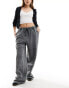 ASOS DESIGN straight leg jogger with seam details in charcoal acid wash