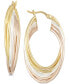 ფოტო #1 პროდუქტის Tricolor Multi-Ring Hoop Earrings in Sterling Silver and 18k Gold & Rose Gold over Sterling Silver