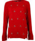 Kensei Women's Long Sleeve Scoop Neck Sweater Embellished dark Red M