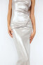 LONG FOIL HALTER DRESS