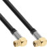Фото #1 товара InLine Premium SAT cable - 4x shielded - 2x F-male angled - >110dB - black - 0.5m - 0.5 m - F-type - F-type - Black
