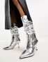 Фото #2 товара River Island slouch high leg boot in silver metallic