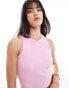 Фото #2 товара Pieces ribbed racer neck top in pink