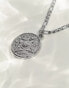 Фото #2 товара ASOS DESIGN waterproof stainless steel necklace with round aztec compass pendant in burnished silver tone