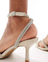 New Look embellished strap mid heeled sandal in off white