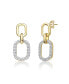 ფოტო #1 პროდუქტის 14k Yellow Gold Plated with Cubic Zirconia Pave Geometric Oval Chain Dangle Earrings