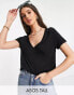 ASOS DESIGN Tall relaxed v neck t-shirt in black Черный, 34 - фото #1