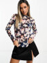 & Other Stories plisse mesh long sleeve top in blurred floral print