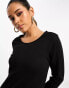 Vila round neck jersey midi jumper dress in black