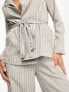 Vero Moda pinstripe relaxed belted blazer co-ord in grey