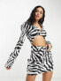 Фото #4 товара Public Desire x Paris Artiste Exclusive satin cut out mini blazer dress in zebra print