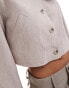 ASOS DESIGN cropped collarless linen look jacket in oatmeal