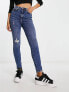 Фото #1 товара JJXX Vienna premium high waisted distressed skinny jeans in mid blue