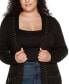 ფოტო #5 პროდუქტის Black Label Plus Size Rhinestone-Trim Belted Duster Cardigan Sweater