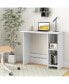 Small Computer Desk with Storage and Adjustable Shelf-White