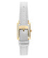 Gold-Tone and White Leather Strap Watch 21.5mm