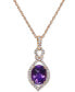 ფოტო #1 პროდუქტის Amethyst (1-5/8ct. t.w.) & Diamond (1/4 ct. t.w.) Oval Halo 18" Pendant Necklace in 14k Rose Gold