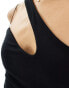 ASOS DESIGN cut out asymmetrical strap cropped top with shotcord strap in black Черный, 38 - фото #4