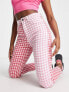 Daisy Street high waisted mom jeans in pink & red gingham mix