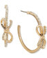 Gold-Tone Crystal Bow Hoop Earrings, 1"