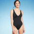 Фото #1 товара Women's Shaping Plunge High Leg One Piece Swimsuit - Shade & Shore Black XS