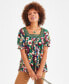 ფოტო #1 პროდუქტის Women's Crochet-Square-Neck Short-Sleeve Top, Created for Macy's