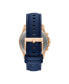 ფოტო #3 პროდუქტის Men's Chronograph Blue Leather Strap Watch 44mm