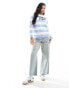 Tommy Jeans large logo sweatshirt in blue and white stripe