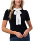 Фото #1 товара Women's Short Sleeve Collared Bow Neck Knit Top