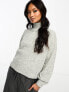 Vila high neck jumper in light grey melange