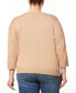 Plus Size Cable-Knit Dropped-Shoulder 3/4-Sleeve Sweater