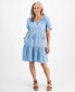 Фото #1 товара Petite Tiered Chambray Dress, Created for Macy's