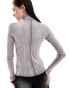 Weekday Anja zip through long sleeve top in washed grey