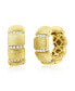 Фото #1 товара Gold Plated Over Sterling Silver Lined CZ 20mm Hoop Brushed Earrings