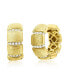 Gold Plated Over Sterling Silver Lined CZ 20mm Hoop Brushed Earrings