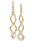Cultured Freshwater Pearl (7mm) Twisted Drop Earrings in 14k Gold-Plated Sterling Silver