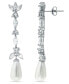 ფოტო #2 პროდუქტის Imitation Pearl Marquise Cubic Zirconia Tear Drop Earrings in Silver Plate