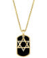 ფოტო #1 პროდუქტის EFFY® Men's Onyx & Diamond (1/5 ct. t.w.) Star of David Dog Tag 22" Pendant Necklace in 14k Gold