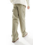 Jack & Jones wide fit carpenter trouser in beige W30 L32 - фото #3