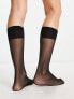 ASOS DESIGN sheer knee high socks in black