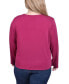 ფოტო #2 პროდუქტის Plus Size Long Sleeve Jeweled Neck Top