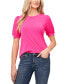 ფოტო #1 პროდუქტის Women's Short Puff Sleeve Mixed Media Knit Top